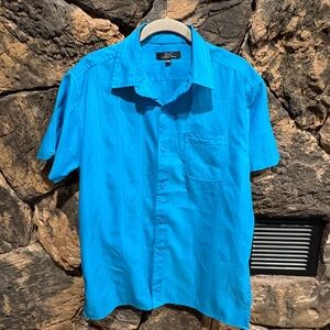 INC International Company Men's Vibrant Blue Casual Shirt